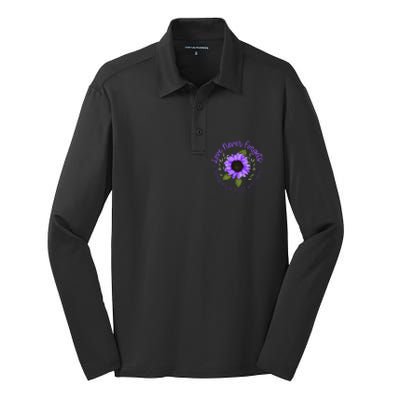 Alzheimer Awareness And Women Purple Sunflower Silk Touch Performance Long Sleeve Polo