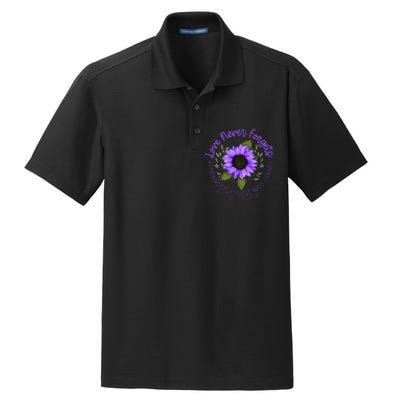 Alzheimer Awareness And Women Purple Sunflower Dry Zone Grid Polo