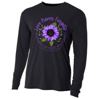 Alzheimer Awareness And Women Purple Sunflower Cooling Performance Long Sleeve Crew