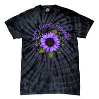 Alzheimer Awareness And Women Purple Sunflower Tie-Dye T-Shirt