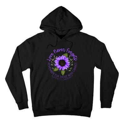 Alzheimer Awareness And Women Purple Sunflower Tall Hoodie