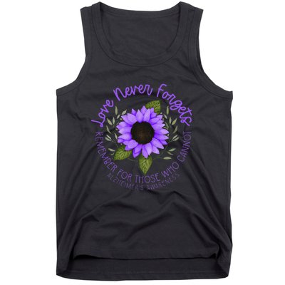 Alzheimer Awareness And Women Purple Sunflower Tank Top