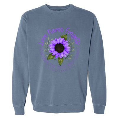 Alzheimer Awareness And Women Purple Sunflower Garment-Dyed Sweatshirt