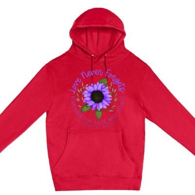 Alzheimer Awareness And Women Purple Sunflower Premium Pullover Hoodie