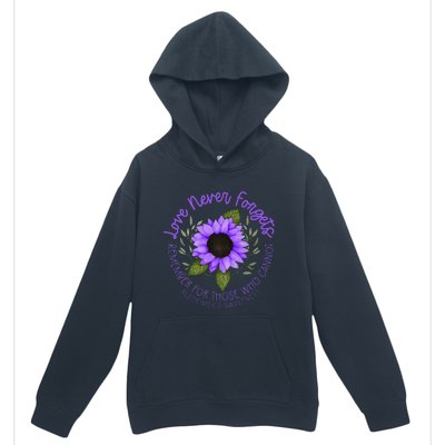 Alzheimer Awareness And Women Purple Sunflower Urban Pullover Hoodie