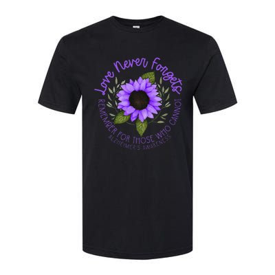 Alzheimer Awareness And Women Purple Sunflower Softstyle CVC T-Shirt