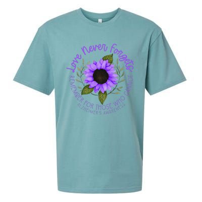 Alzheimer Awareness And Women Purple Sunflower Sueded Cloud Jersey T-Shirt