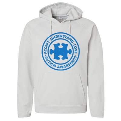 Autism Awareness Accept Understand Love Vintage Performance Fleece Hoodie