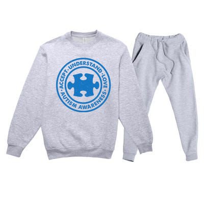 Autism Awareness Accept Understand Love Vintage Premium Crewneck Sweatsuit Set