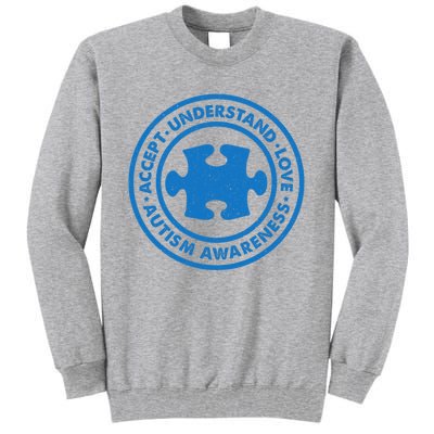 Autism Awareness Accept Understand Love Vintage Tall Sweatshirt