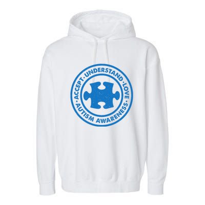 Autism Awareness Accept Understand Love Vintage Garment-Dyed Fleece Hoodie