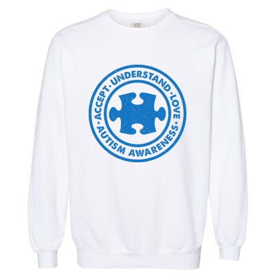 Autism Awareness Accept Understand Love Vintage Garment-Dyed Sweatshirt