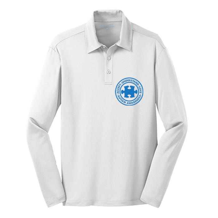 Autism Awareness Accept Understand Love Vintage Silk Touch Performance Long Sleeve Polo