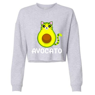 Avogato Avocado Avocato Funny Cat Lover, Cat Dad, Cat Mom Cropped Pullover Crew