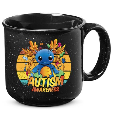 Axolotl Autism Awareness Funny Retro Vintage 15oz Campfire Ceramic Mug