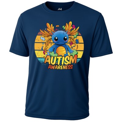 Axolotl Autism Awareness Funny Retro Vintage Performance Shirt