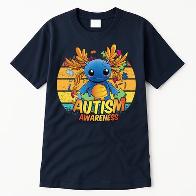 Axolotl Autism Awareness Funny Retro Vintage Tall T-Shirt