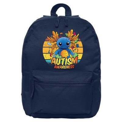 Axolotl Autism Awareness Funny Retro Vintage 16 in Basic Backpack
