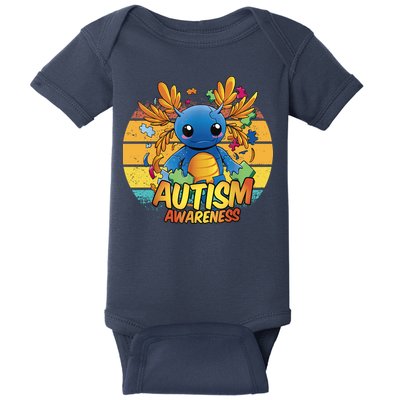 Axolotl Autism Awareness Funny Retro Vintage Baby Bodysuit