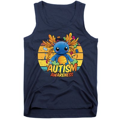 Axolotl Autism Awareness Funny Retro Vintage Tank Top