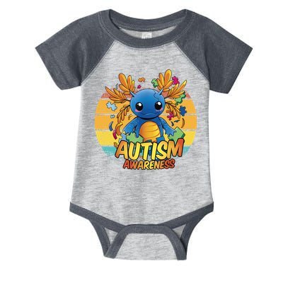 Axolotl Autism Awareness Funny Retro Vintage Infant Baby Jersey Bodysuit