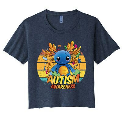 Axolotl Autism Awareness Funny Retro Vintage Crop Top