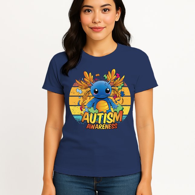 Axolotl Autism Awareness Funny Retro Vintage Womens T-Shirt