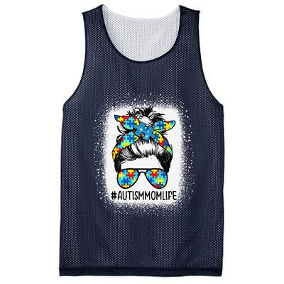 Autism Awareness Autism Mom Life Messy Hair Bun MotherS Day Mesh Reversible Basketball Jersey Tank