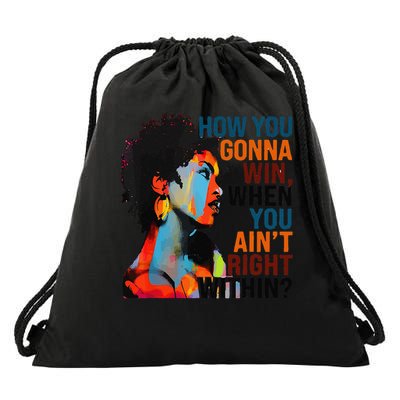 Angie Abstract Afro Art Motivational Quote Soul Music Stone Gift Drawstring Bag