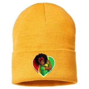 Afro African American  Black Melanin Juneteenth Sustainable Knit Beanie