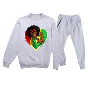 Afro African American  Black Melanin Juneteenth Premium Crewneck Sweatsuit Set