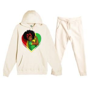 Afro African American  Black Melanin Juneteenth Premium Hooded Sweatsuit Set