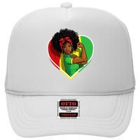 Afro African American  Black Melanin Juneteenth High Crown Mesh Back Trucker Hat