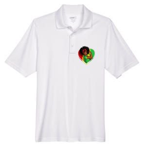 Afro African American  Black Melanin Juneteenth Men's Origin Performance Pique Polo