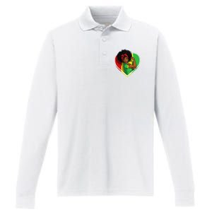 Afro African American  Black Melanin Juneteenth Performance Long Sleeve Polo