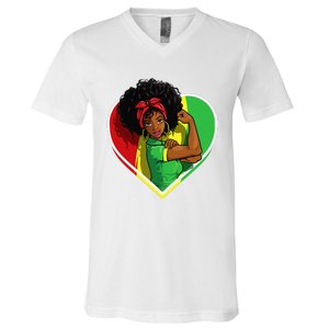 Afro African American  Black Melanin Juneteenth V-Neck T-Shirt