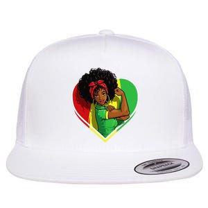 Afro African American  Black Melanin Juneteenth Flat Bill Trucker Hat