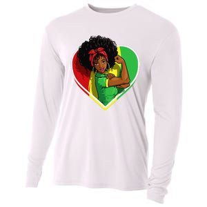 Afro African American  Black Melanin Juneteenth Cooling Performance Long Sleeve Crew