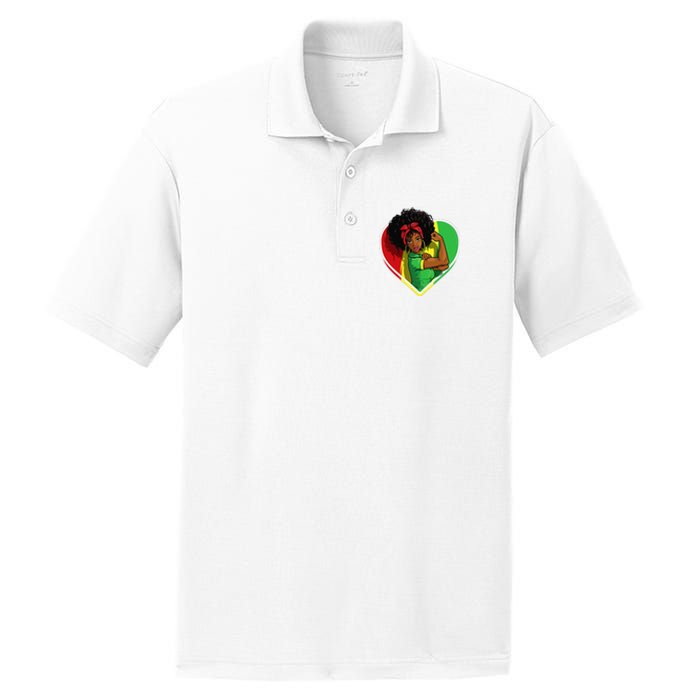 Afro African American  Black Melanin Juneteenth PosiCharge RacerMesh Polo