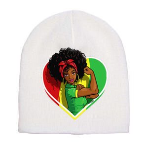 Afro African American  Black Melanin Juneteenth Short Acrylic Beanie