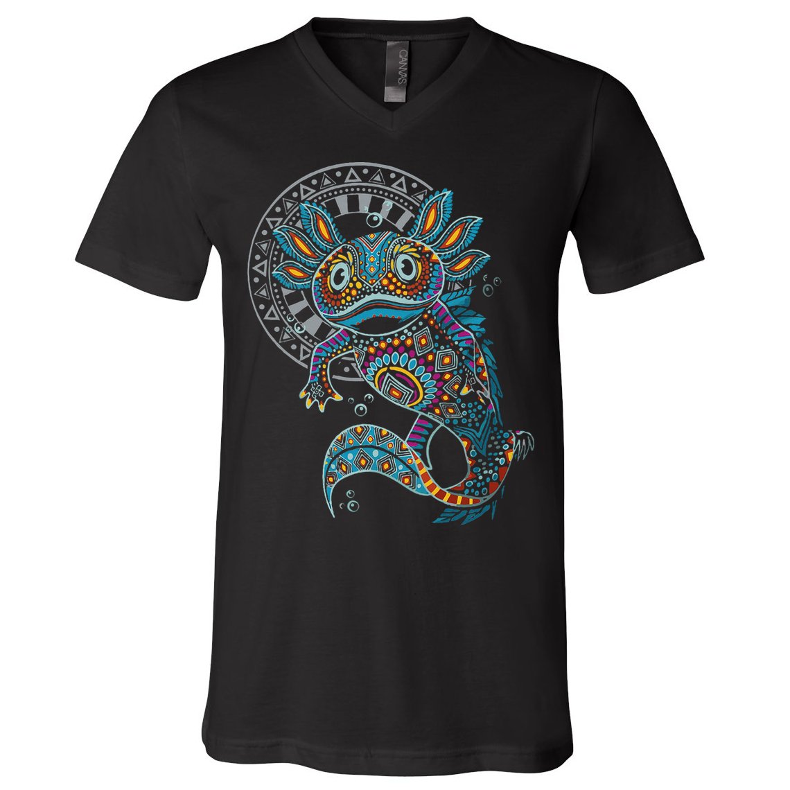 Axolotl Art Aztec Mexico Mexican V-Neck T-Shirt