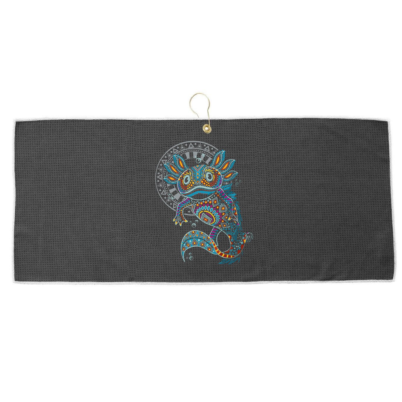 Axolotl Art Aztec Mexico Mexican Large Microfiber Waffle Golf Towel
