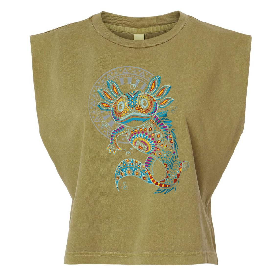 Axolotl Art Aztec Mexico Mexican Garment-Dyed Women's Muscle Tee
