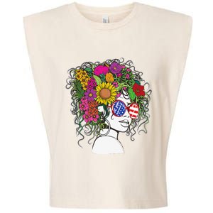 Afro African American  Black Melanin Queen Juneteenth Garment-Dyed Women's Muscle Tee