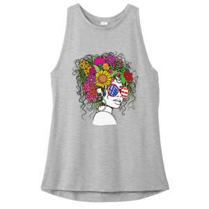 Afro African American  Black Melanin Queen Juneteenth Ladies PosiCharge Tri-Blend Wicking Tank