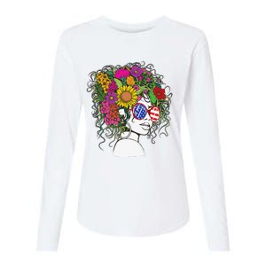 Afro African American  Black Melanin Queen Juneteenth Womens Cotton Relaxed Long Sleeve T-Shirt