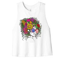 Afro African American  Black Melanin Queen Juneteenth Women's Racerback Cropped Tank