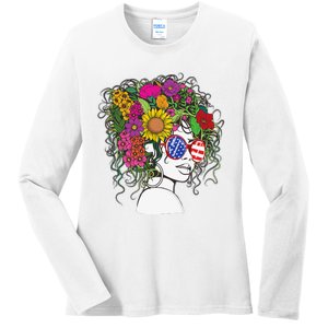 Afro African American  Black Melanin Queen Juneteenth Ladies Long Sleeve Shirt