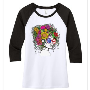 Afro African American  Black Melanin Queen Juneteenth Women's Tri-Blend 3/4-Sleeve Raglan Shirt