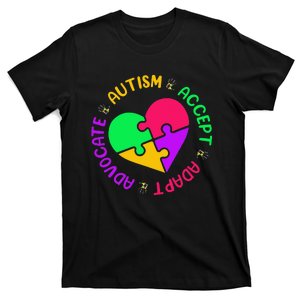 Accept Adapt Advocate Autism Awareness Autistic Motivational T-Shirt